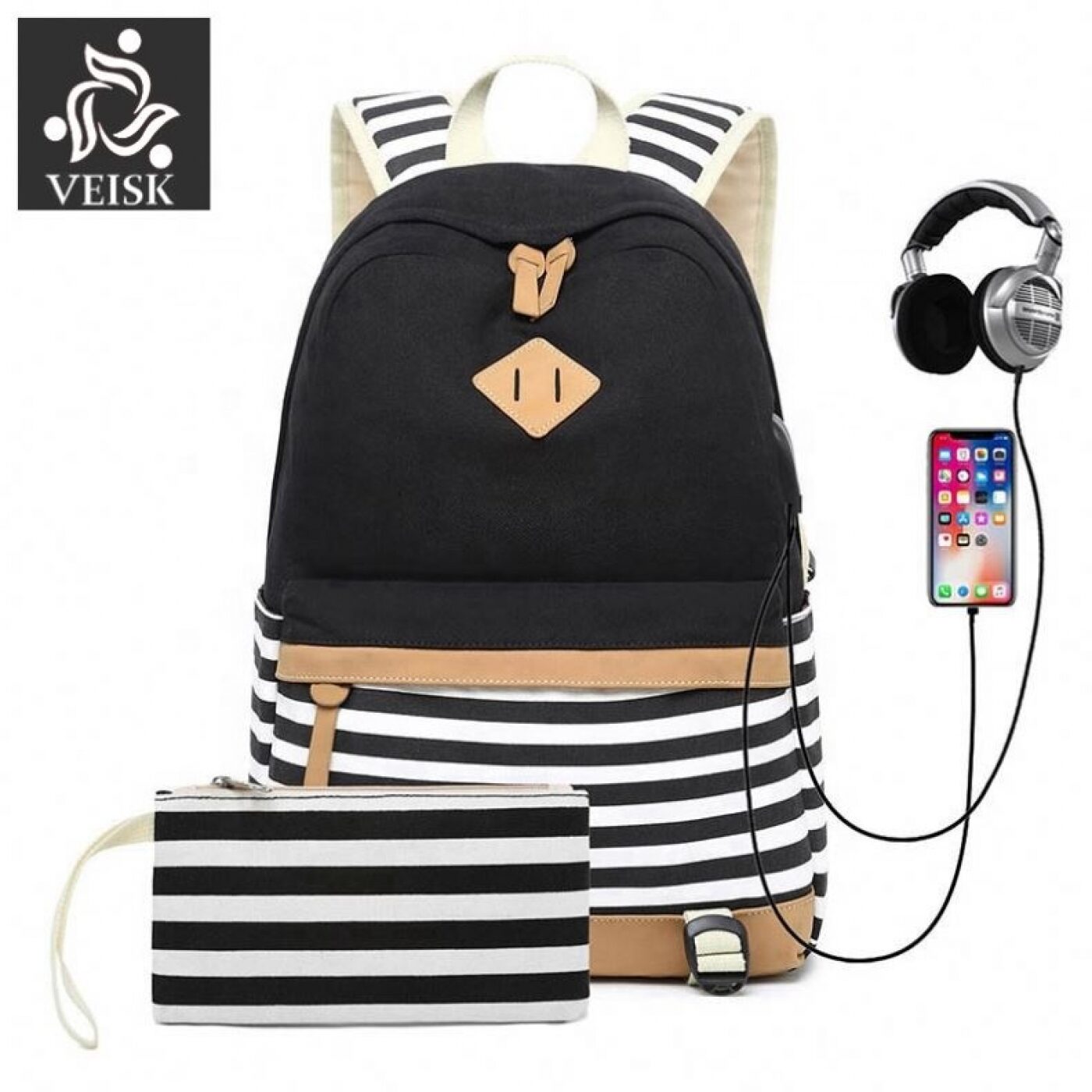Canvas Backpack Unisex Vintage Casual Rucksack 14inch Laptop Backpack With  USB Charging Port Schoolbag Student Mochila XA91C