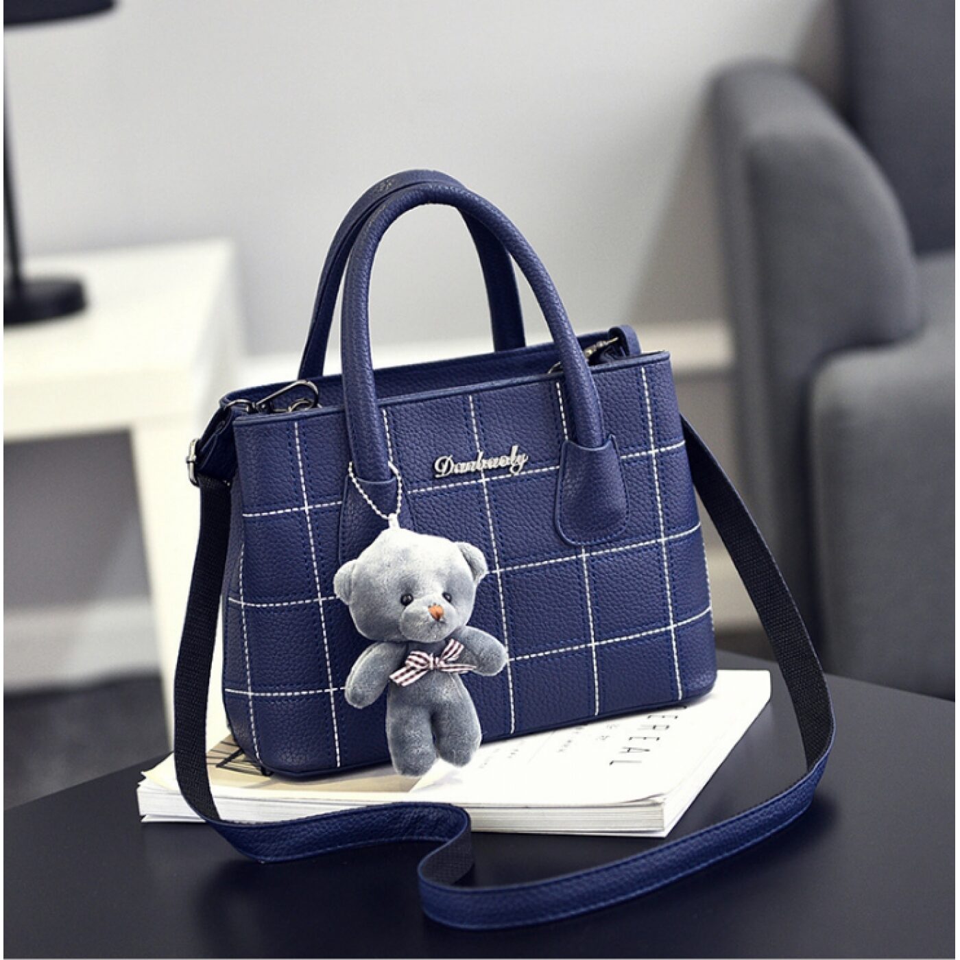 New style korean version lattice PU pure color ladies fashion handbags -  Guhaha