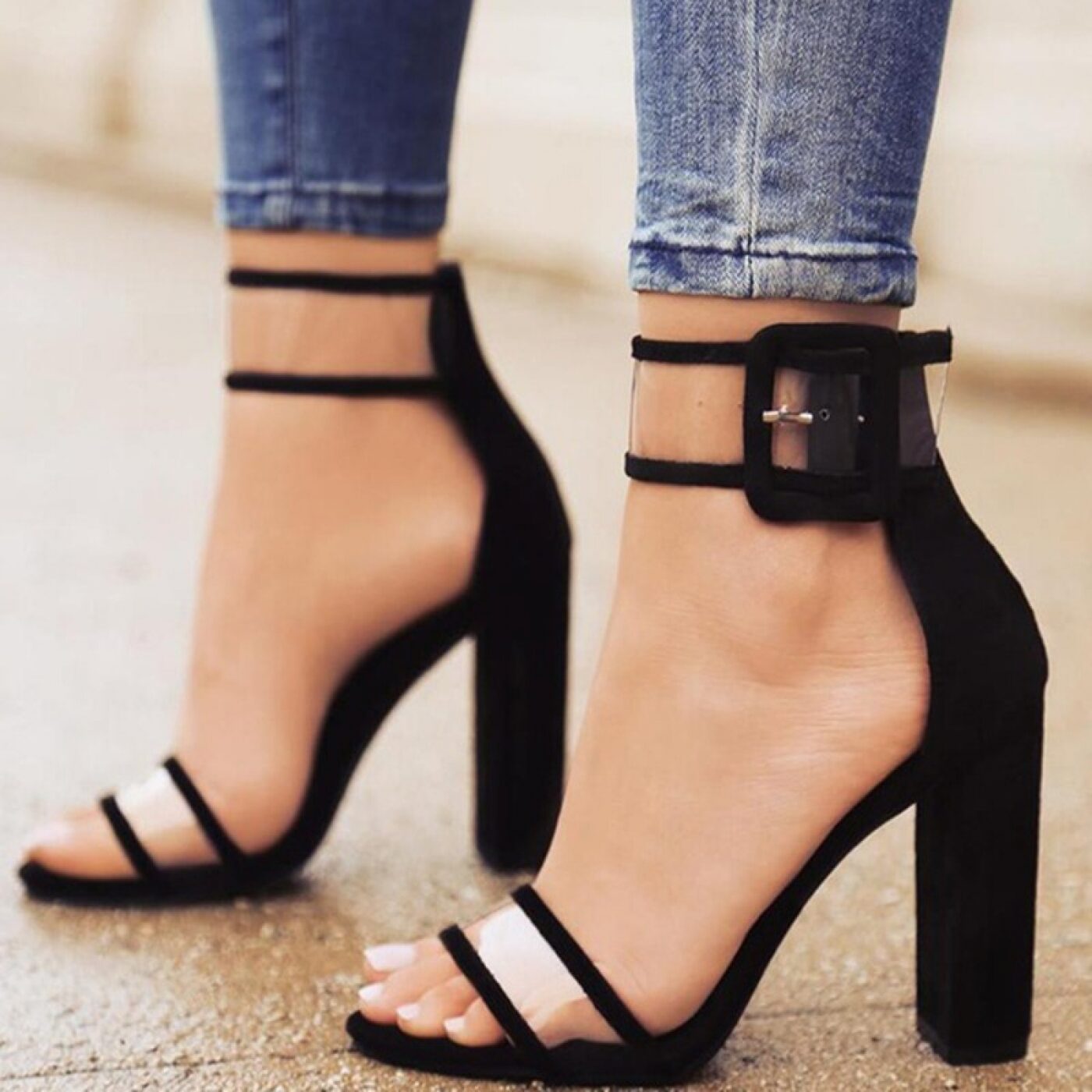 2019 Summer new fashion women high heel shoes block sandals heels for ...