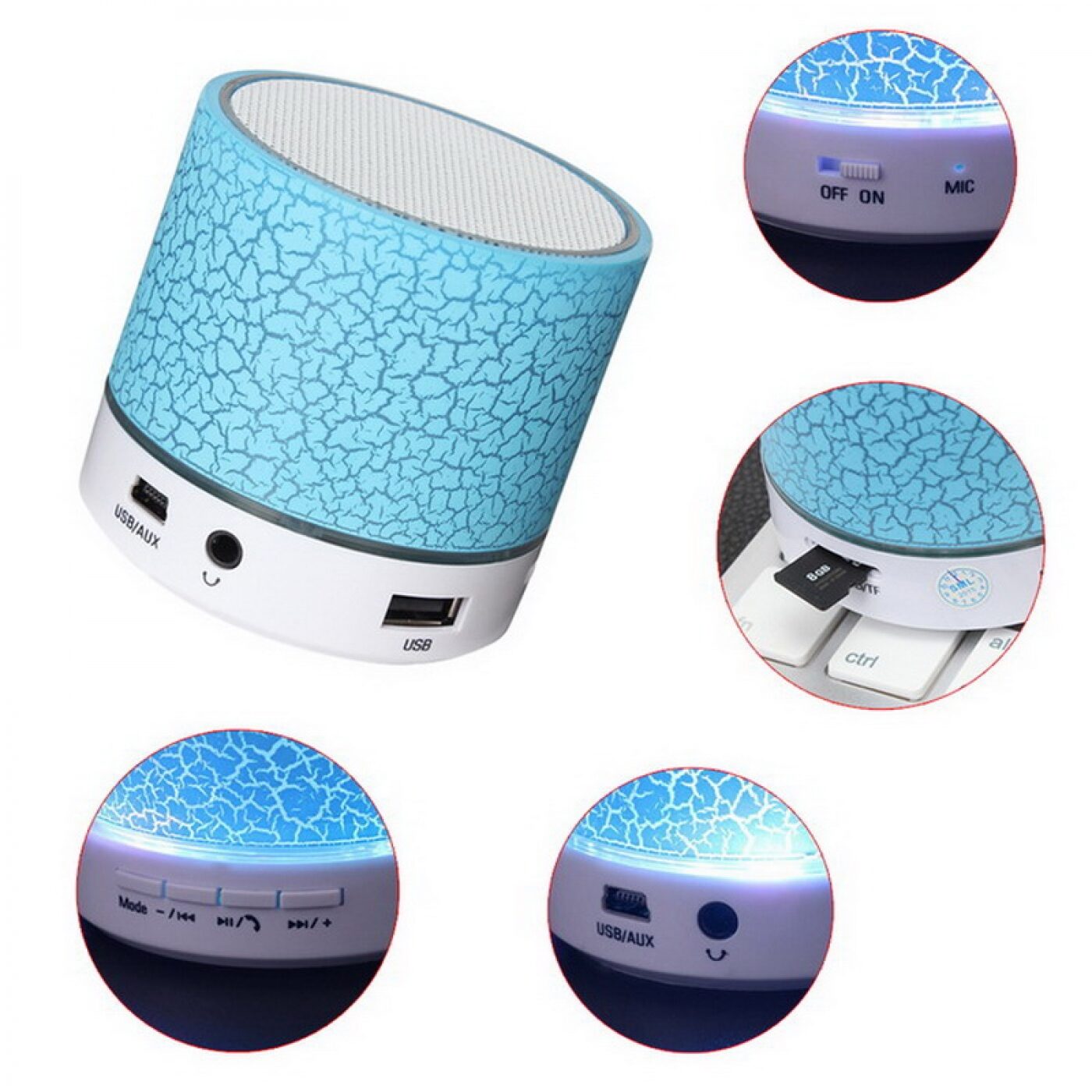 Portable Mini Wireless Speakers Handsfree Led Light Speaker With Tf Usb Fm Sound Music Speaker