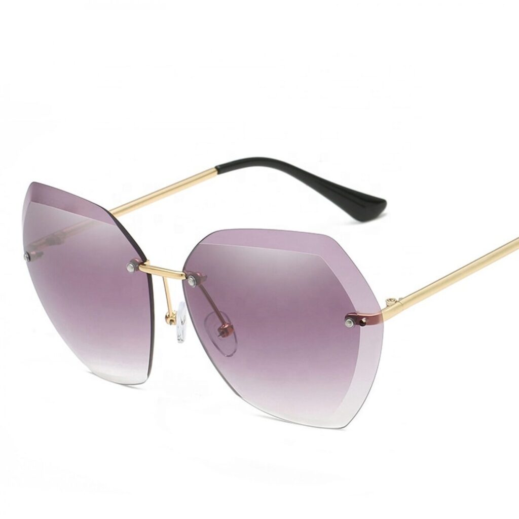 European American Trend Designer Glasses Cut Edge Frameless Sunglasses Ladies Metal Uv400 